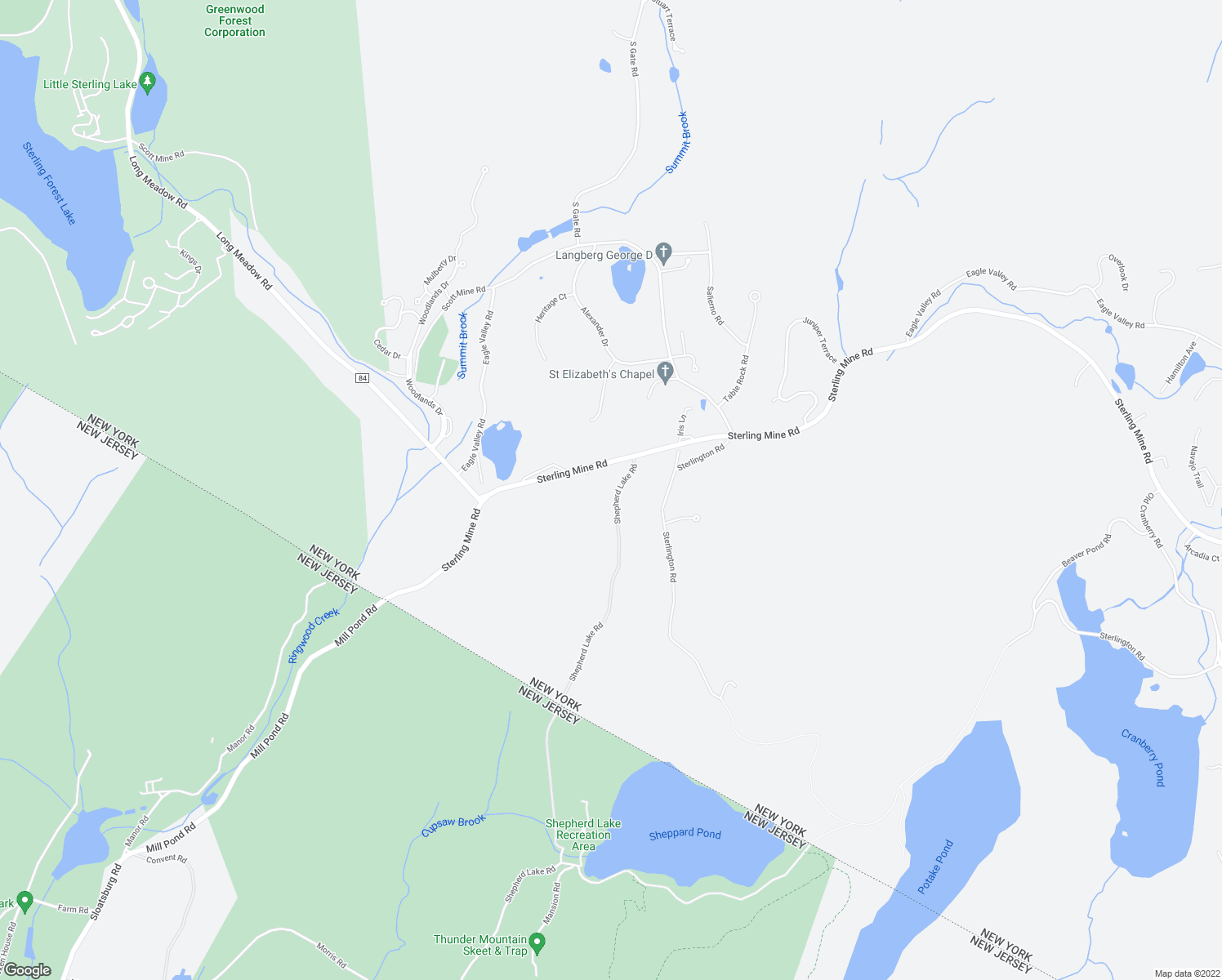 map of restaurants, bars, coffee shops, grocery stores, and more near 26 Shepherd Lake Road in Tuxedo Park