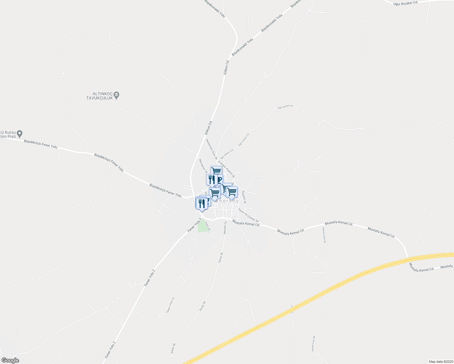 map of restaurants, bars, coffee shops, grocery stores, and more near Değirmen Sokak in Silivri