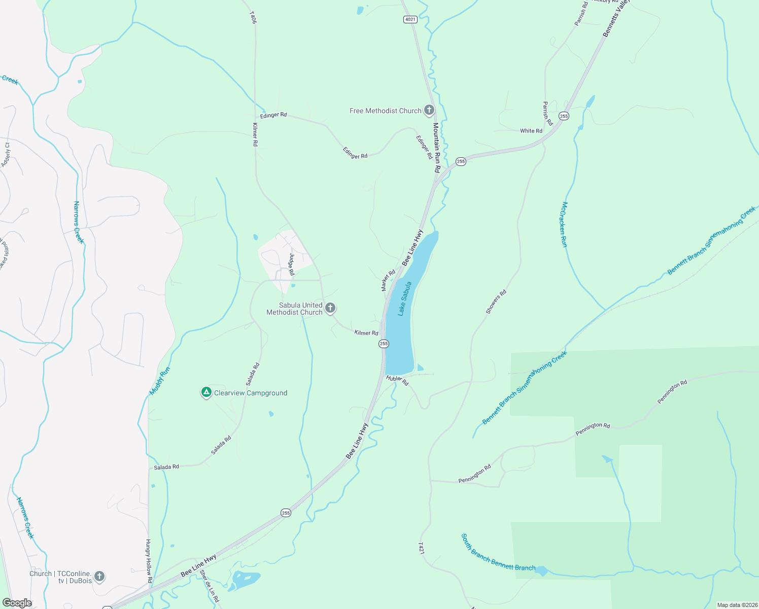map of restaurants, bars, coffee shops, grocery stores, and more near 5605 Bee Line Highway in DuBois