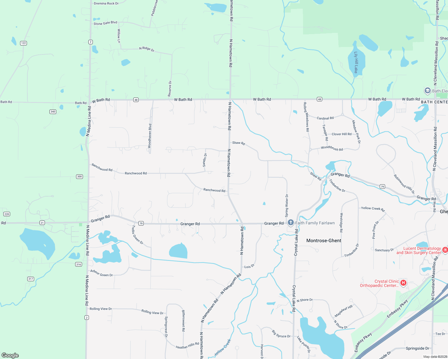 map of restaurants, bars, coffee shops, grocery stores, and more near 928 North Hametown Road in Akron
