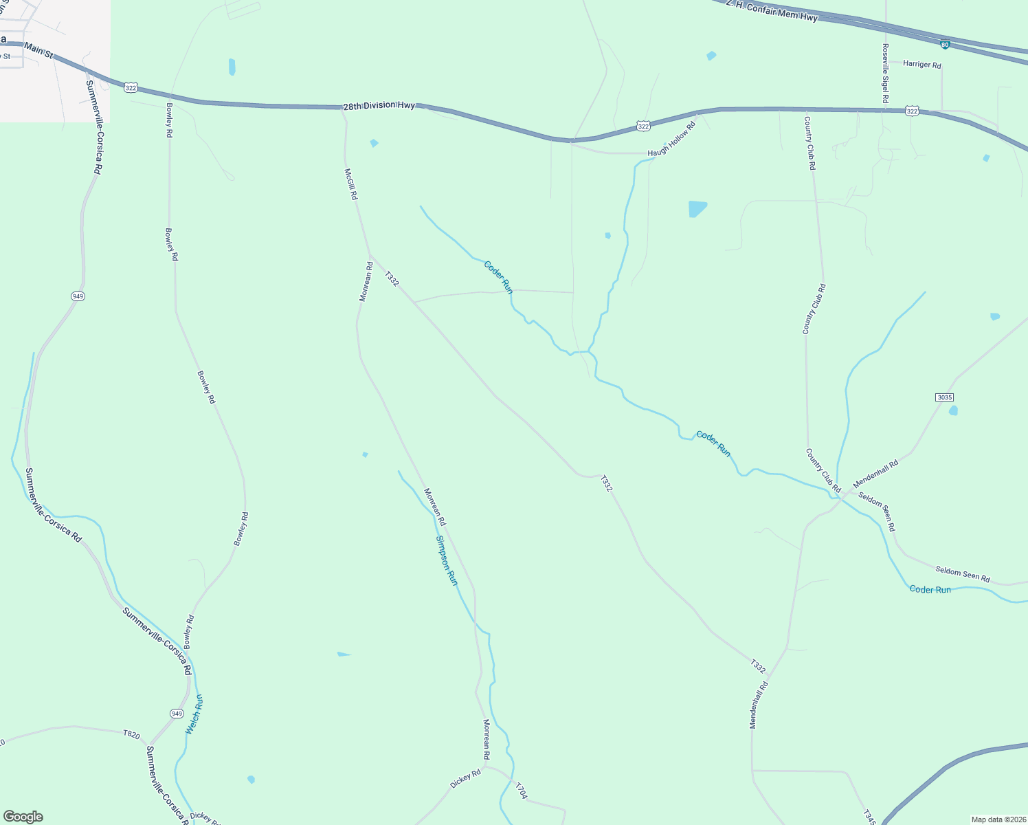 map of restaurants, bars, coffee shops, grocery stores, and more near McGill Road in Brookville