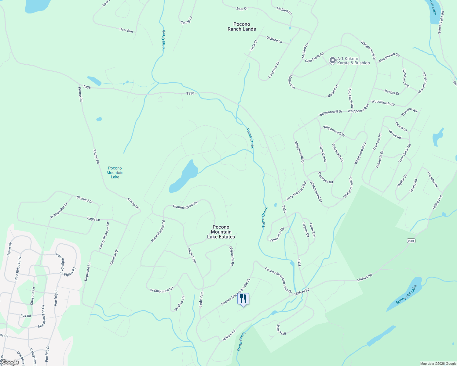 map of restaurants, bars, coffee shops, grocery stores, and more near 3-300-3-378 Cardinal Court in Bushkill