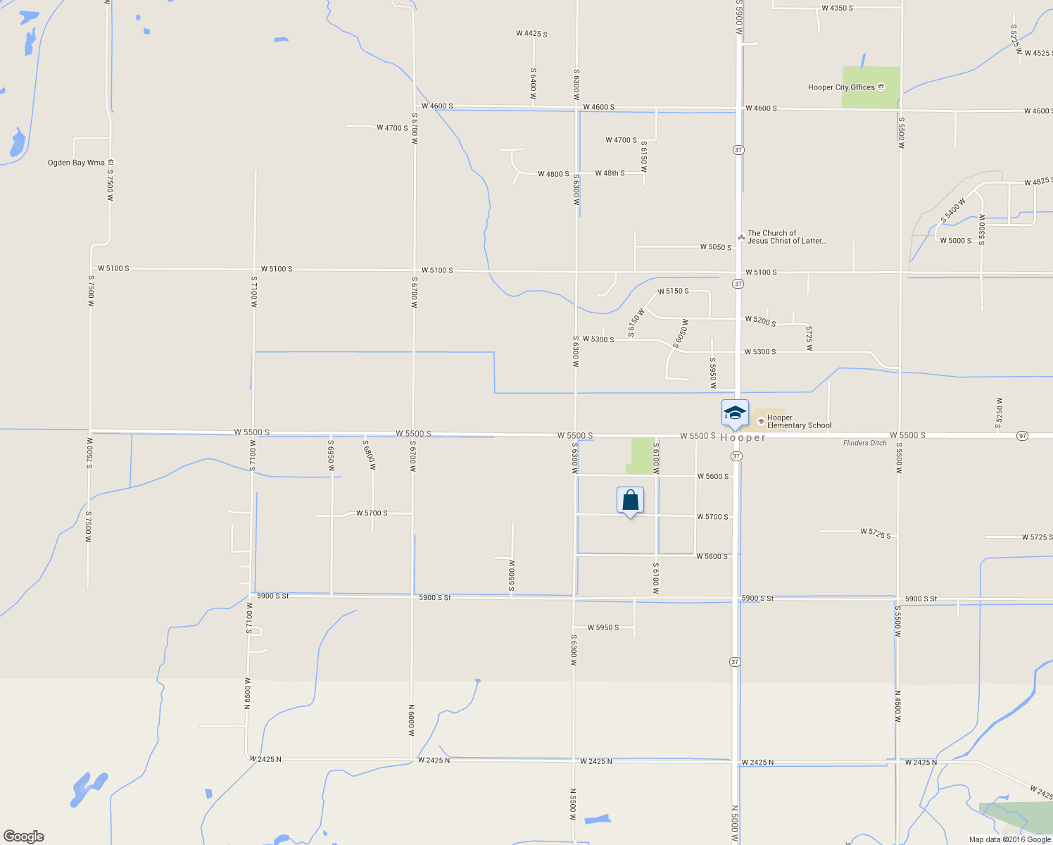 map of restaurants, bars, coffee shops, grocery stores, and more near 6422 West 5500 South in Hooper