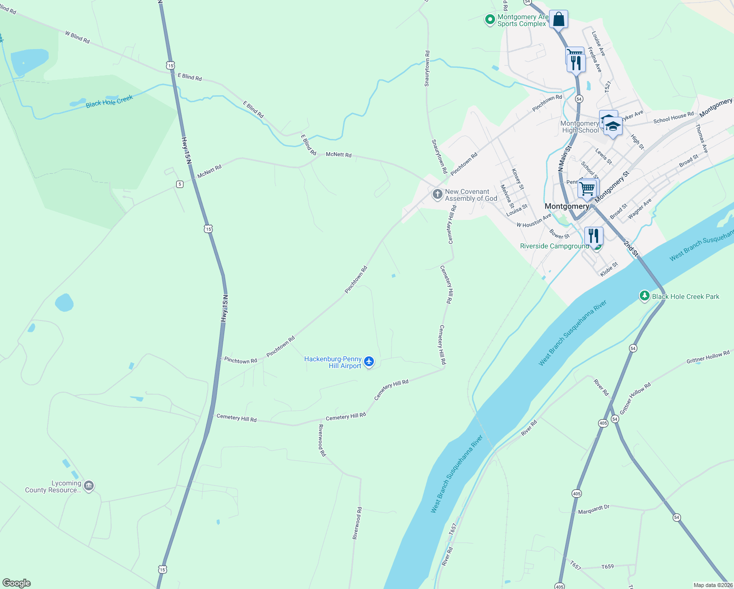 map of restaurants, bars, coffee shops, grocery stores, and more near 542-752 Pinchtown Road in Montgomery