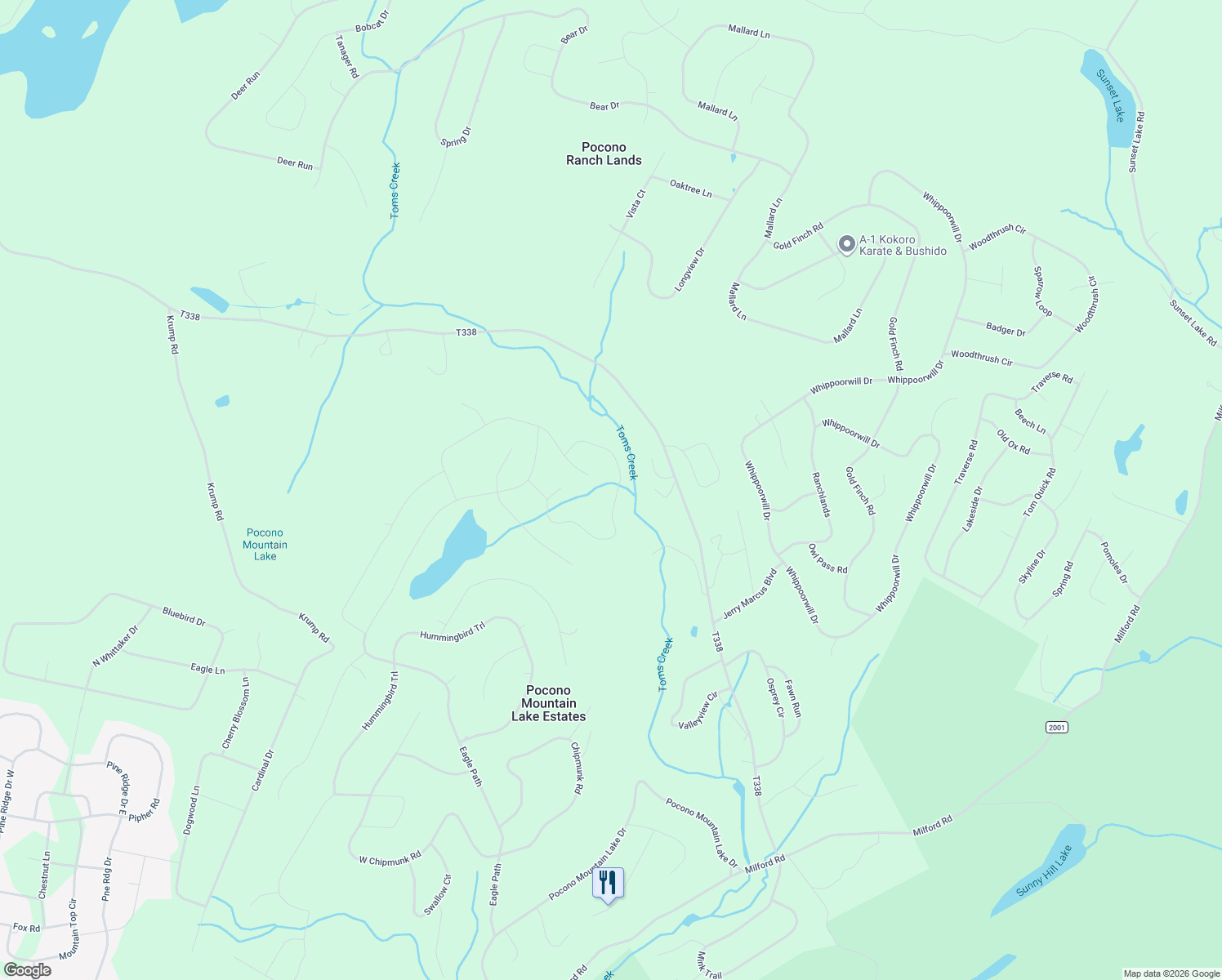 map of restaurants, bars, coffee shops, grocery stores, and more near 510-598 Sparrow Road in Pike County