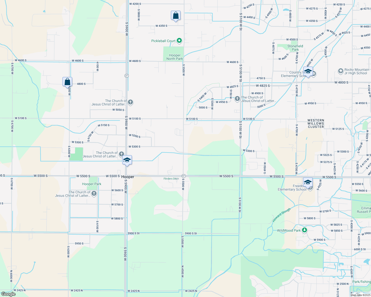 map of restaurants, bars, coffee shops, grocery stores, and more near 5282 South 5500 West in Hooper