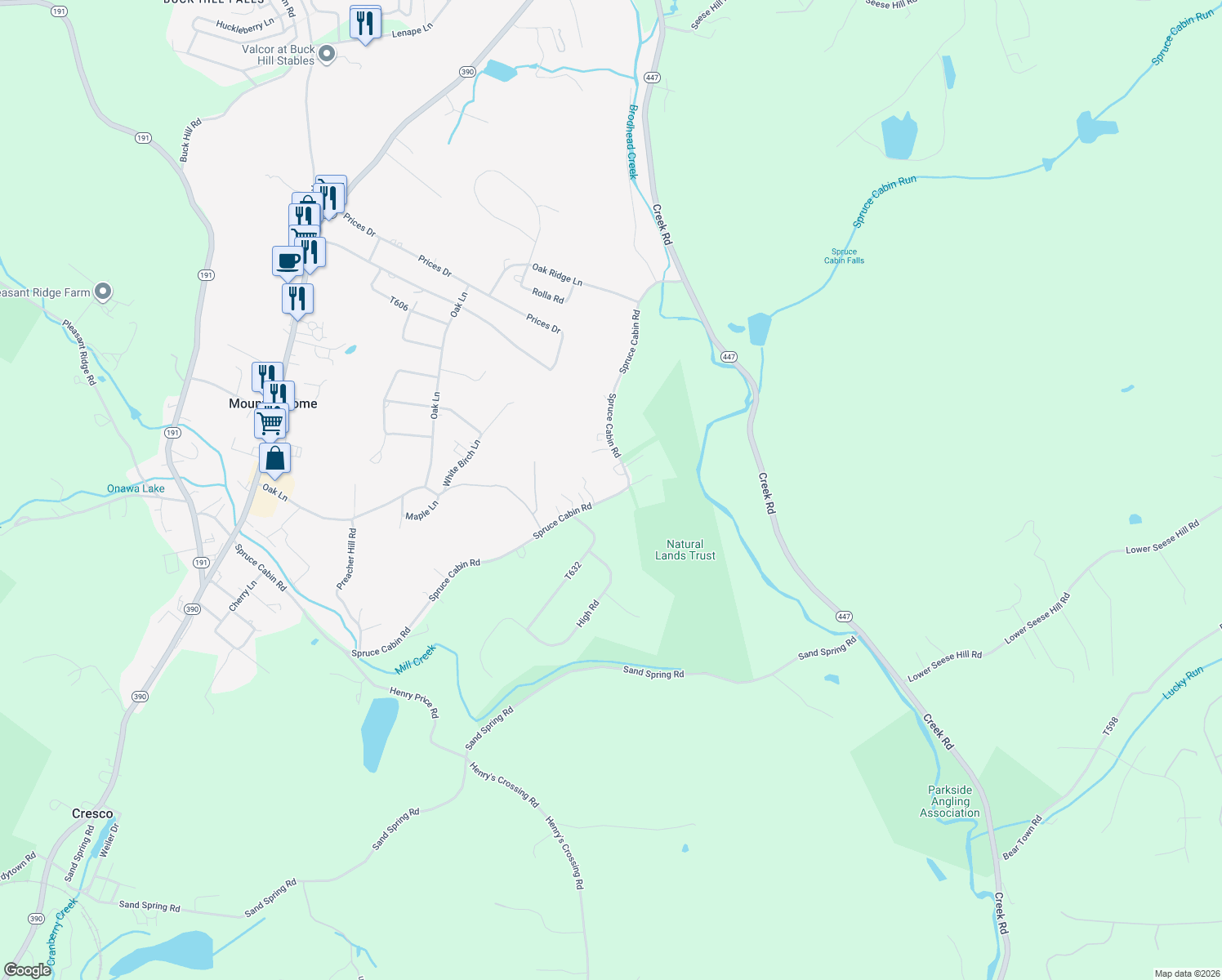 map of restaurants, bars, coffee shops, grocery stores, and more near 2307 Spruce Cabin Rd in Mountainhome