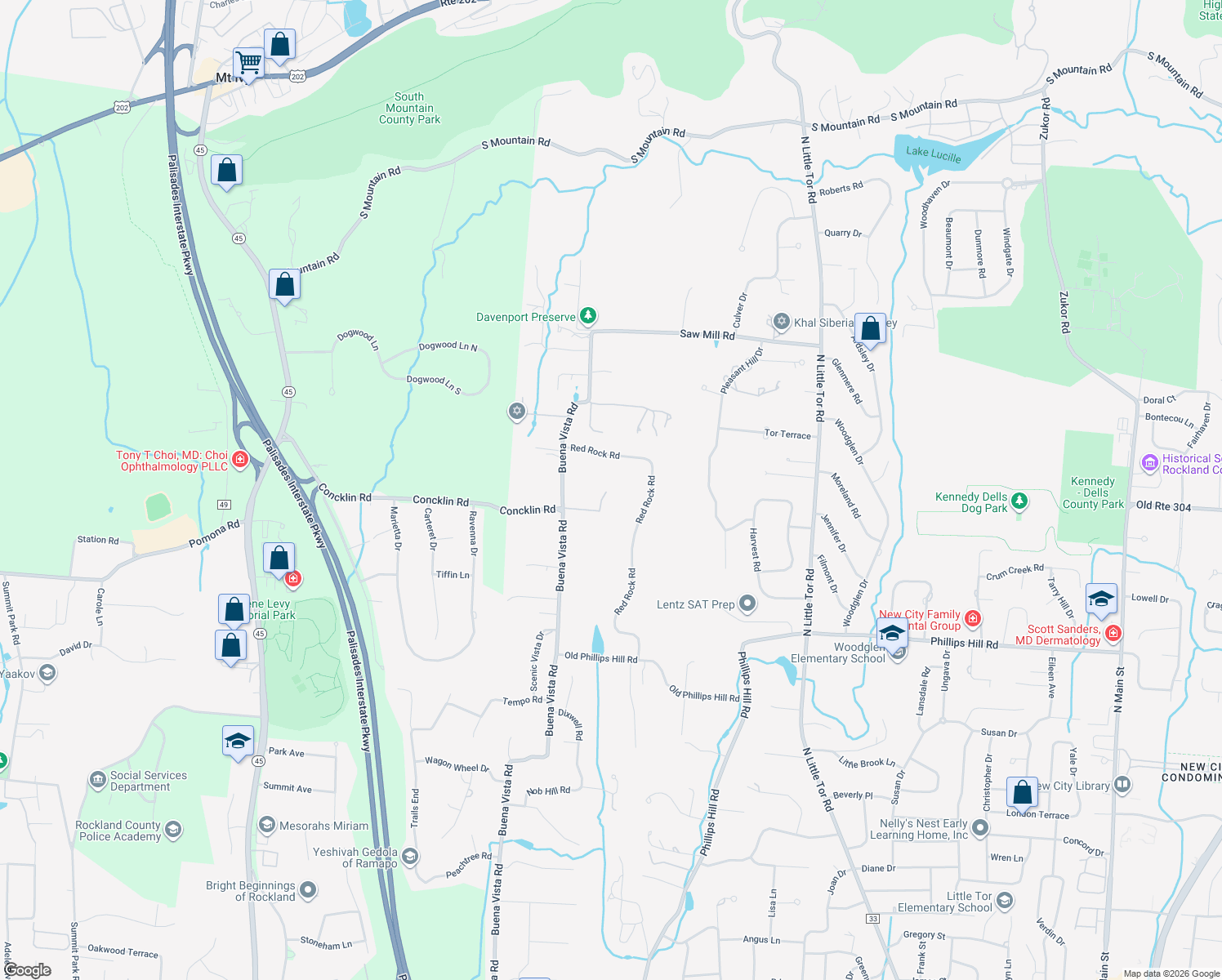 map of restaurants, bars, coffee shops, grocery stores, and more near 348 Buena Vista Road in New City