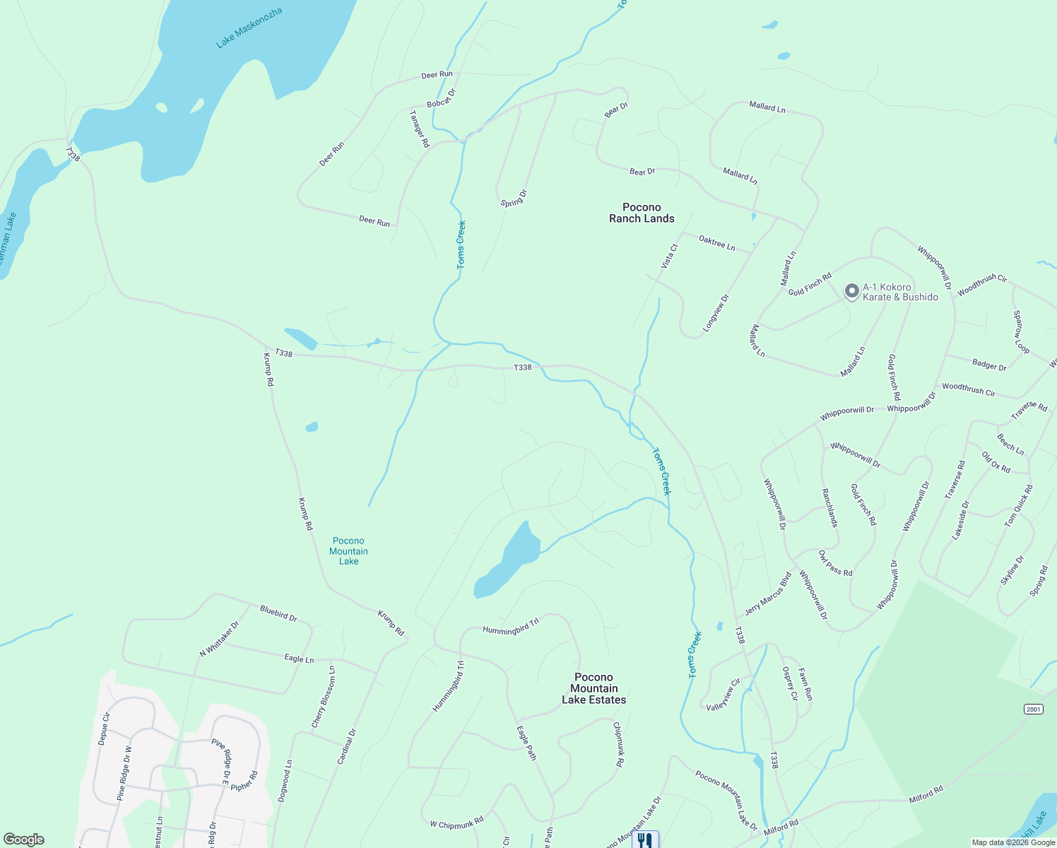 map of restaurants, bars, coffee shops, grocery stores, and more near 3-155-3-211 Grouse Ct in Bushkill