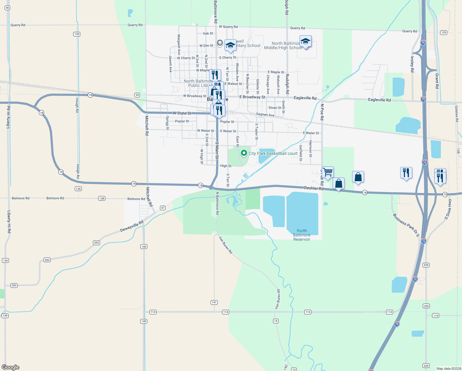 map of restaurants, bars, coffee shops, grocery stores, and more near 412 South Tarr Street in North Baltimore