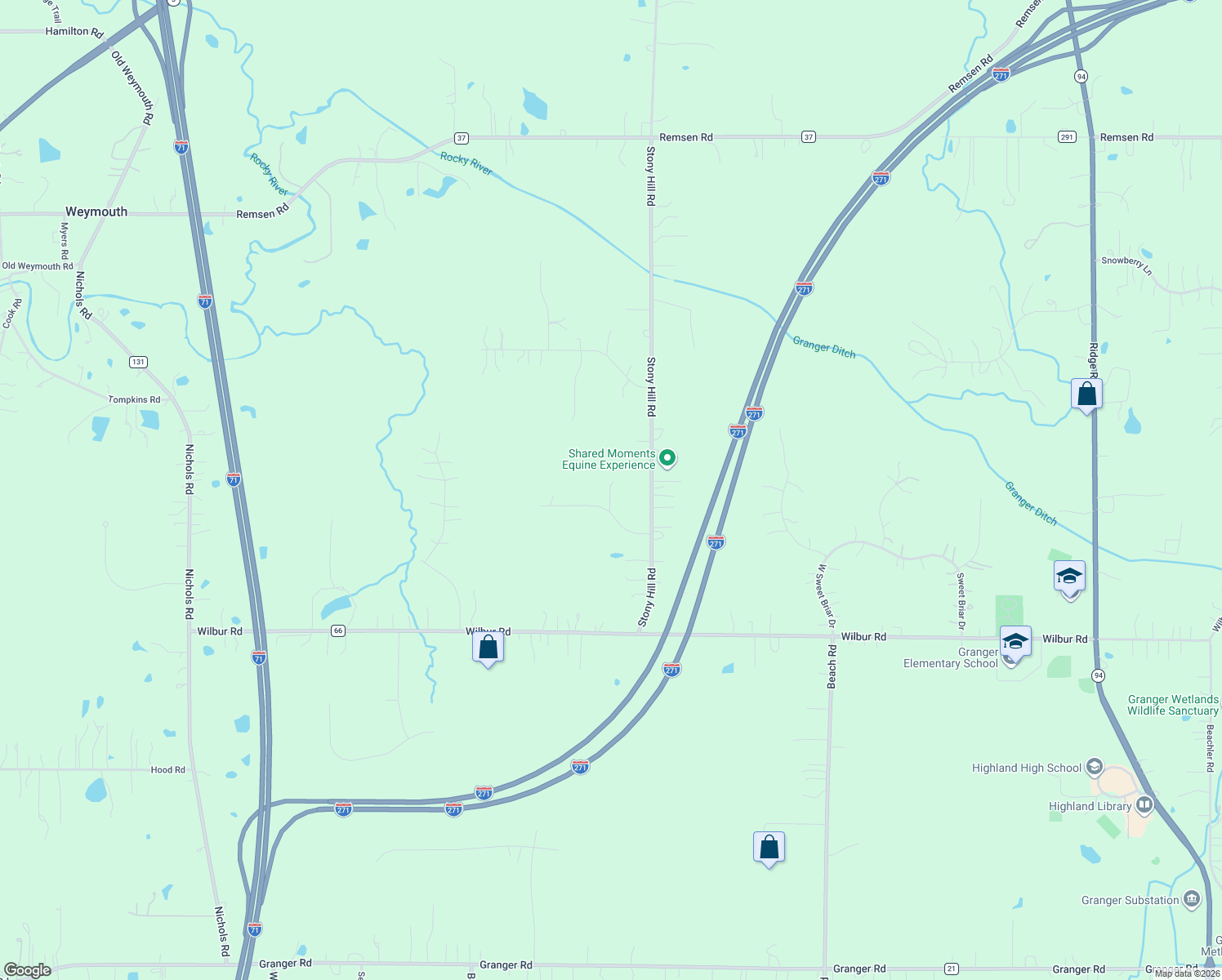 map of restaurants, bars, coffee shops, grocery stores, and more near 2233 Olde Stone Drive in Medina