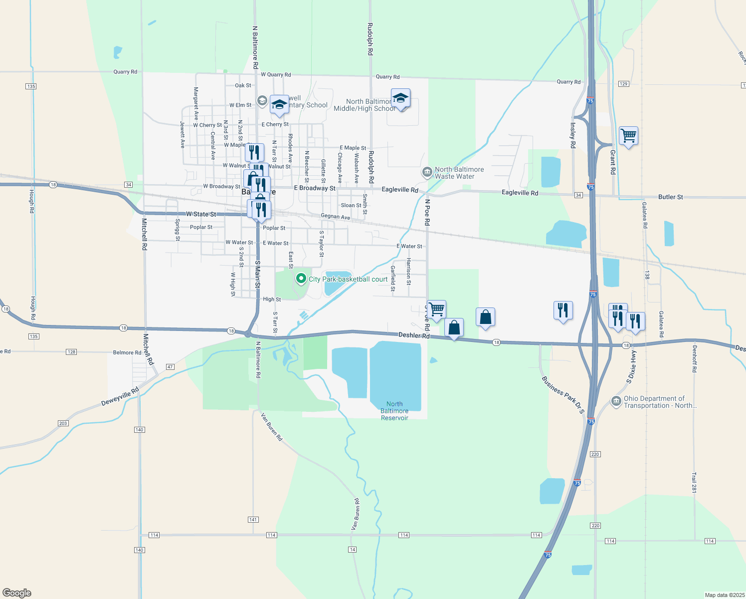 map of restaurants, bars, coffee shops, grocery stores, and more near 802 Richardson St in North Baltimore