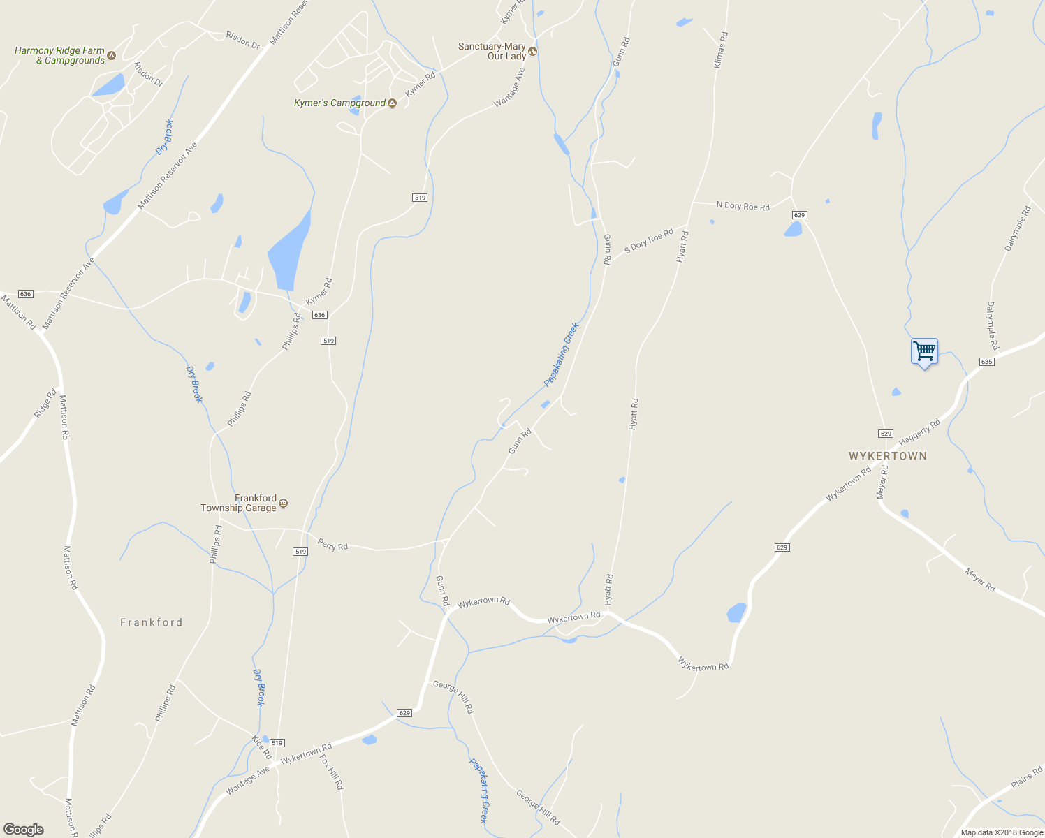 map of restaurants, bars, coffee shops, grocery stores, and more near 38 Gunn Road in Branchville