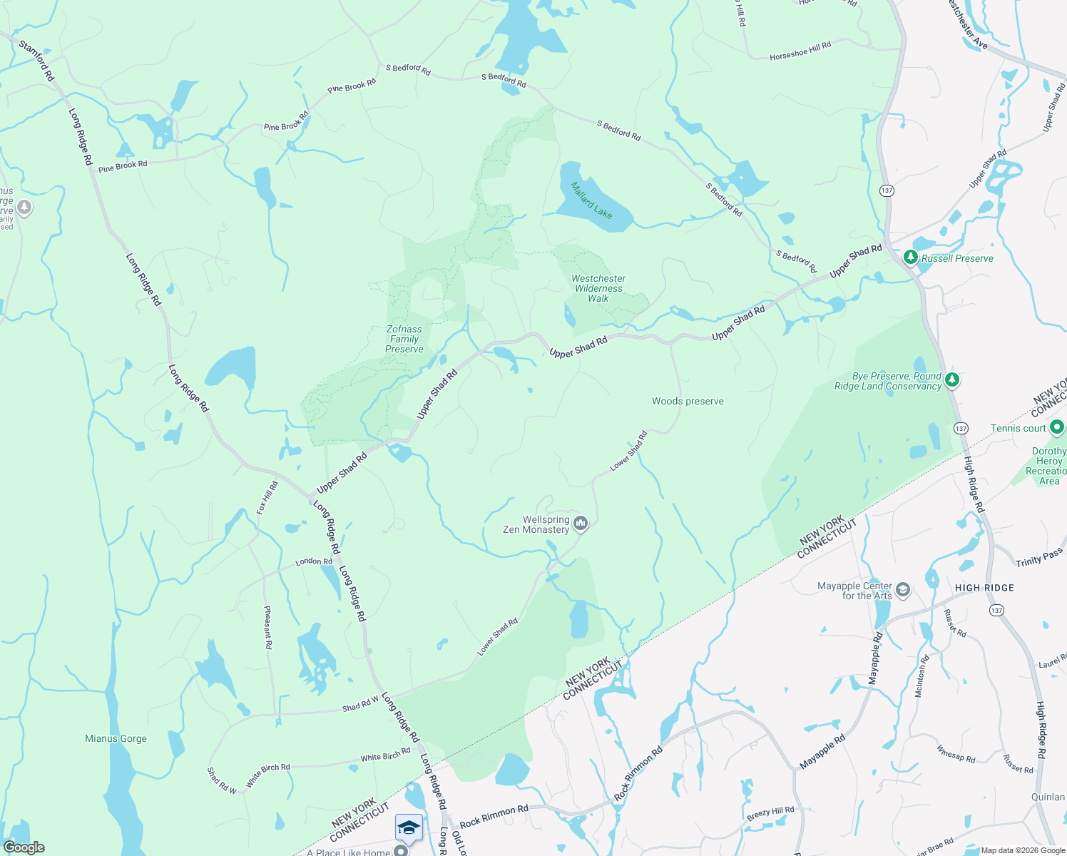 map of restaurants, bars, coffee shops, grocery stores, and more near 28 Cradle Rock Road in Pound Ridge