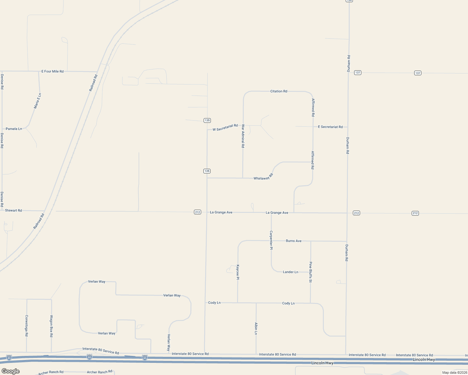 map of restaurants, bars, coffee shops, grocery stores, and more near 3517 Whirlaway Rd in Cheyenne