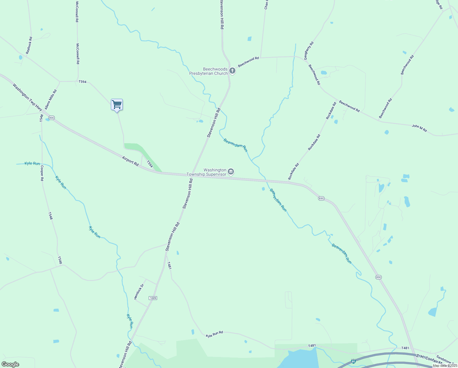 map of restaurants, bars, coffee shops, grocery stores, and more near 2966 Airport Road in Falls Creek