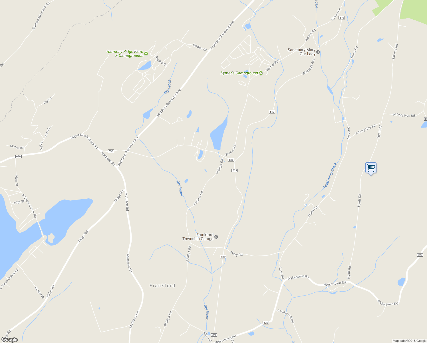 map of restaurants, bars, coffee shops, grocery stores, and more near 100 Phillips Road in Branchville