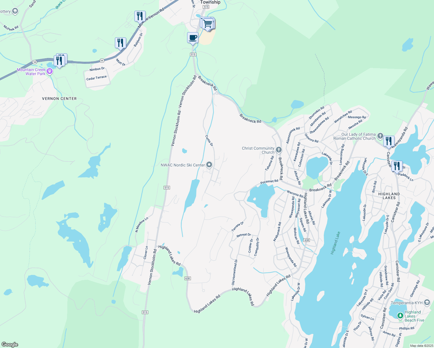 map of restaurants, bars, coffee shops, grocery stores, and more near 49-65 Curtis Drive in Sussex County
