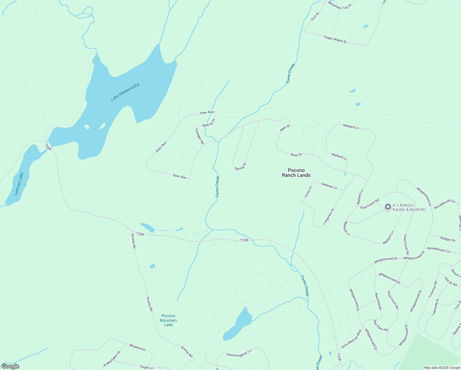 map of restaurants, bars, coffee shops, grocery stores, and more near 3124 Spring Court in Pocono Ranch Lands