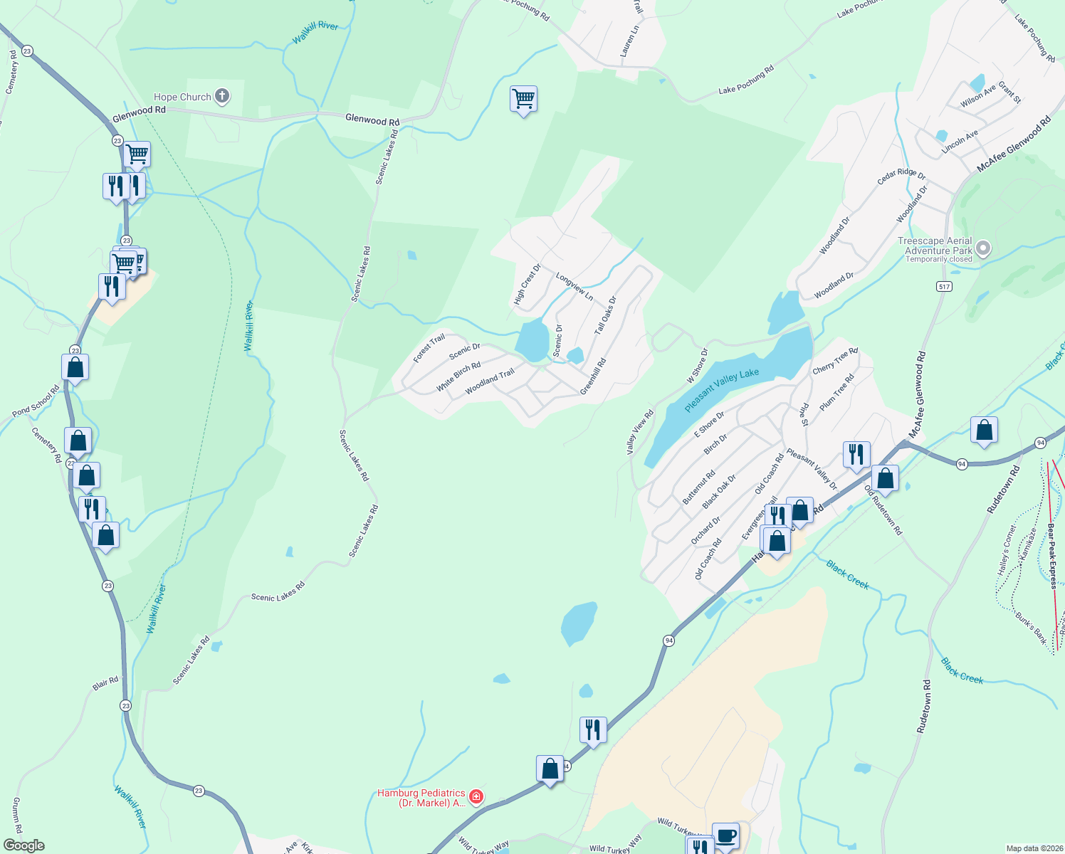 map of restaurants, bars, coffee shops, grocery stores, and more near 20 Greenhill Road in Hamburg