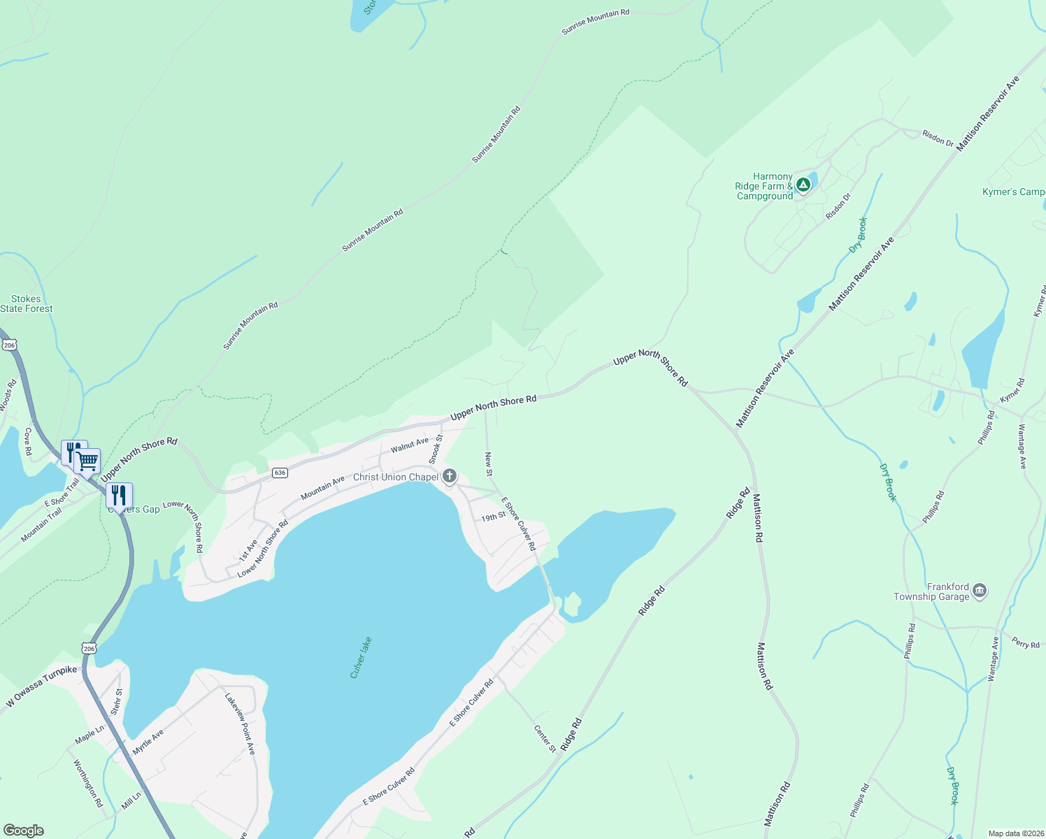 map of restaurants, bars, coffee shops, grocery stores, and more near 96 Upper North Shore Rd in Branchville