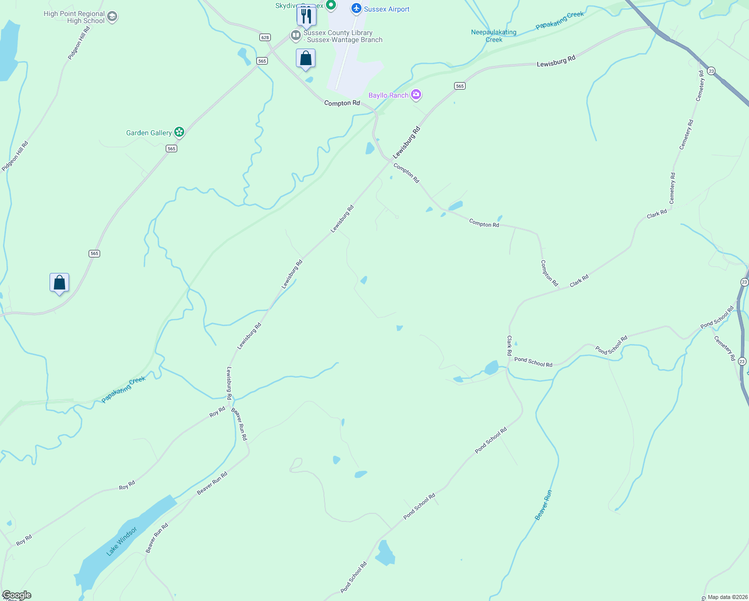 map of restaurants, bars, coffee shops, grocery stores, and more near 123 Lewisburg Road in Wantage