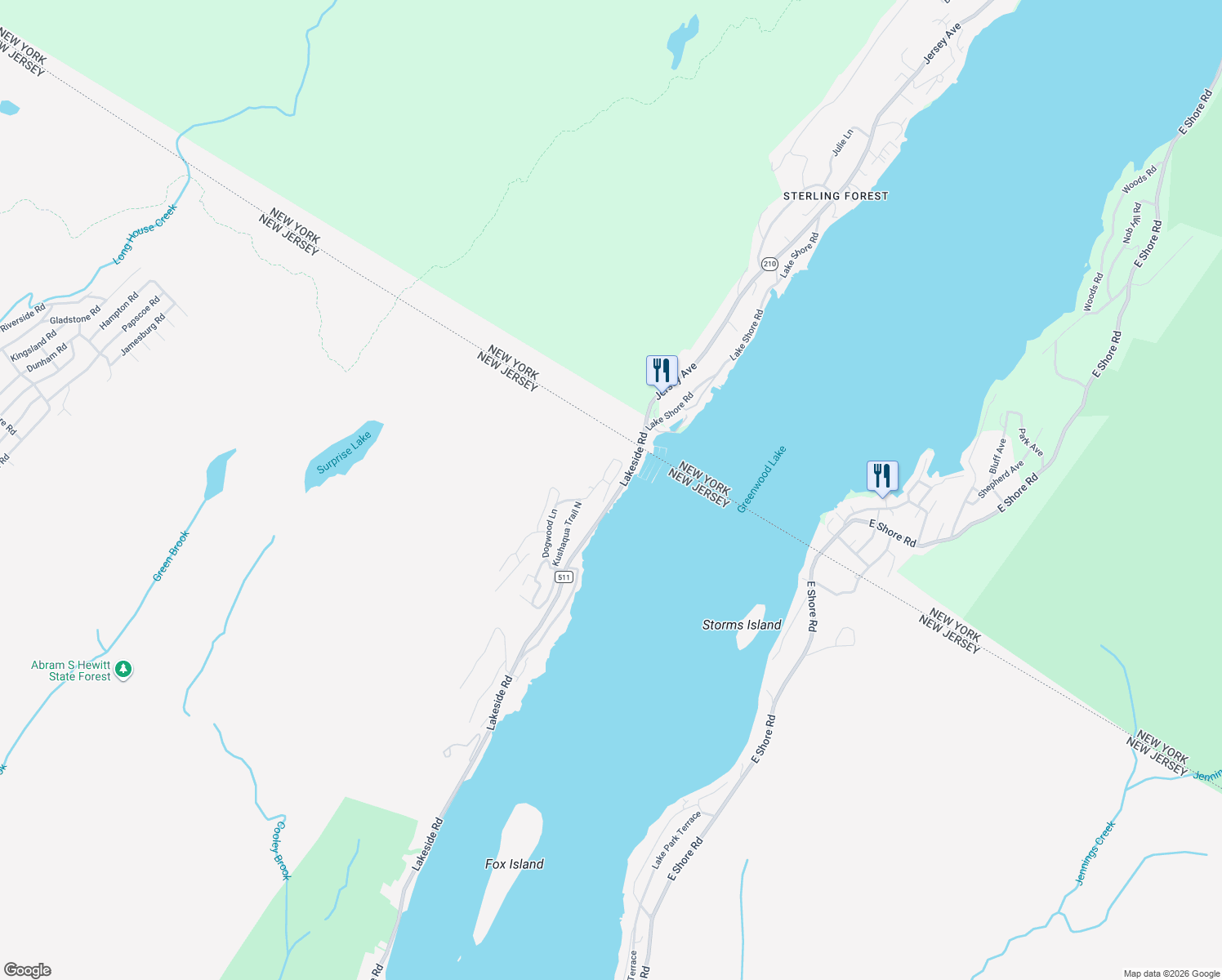 map of restaurants, bars, coffee shops, grocery stores, and more near 12 Gifford Road in West Milford