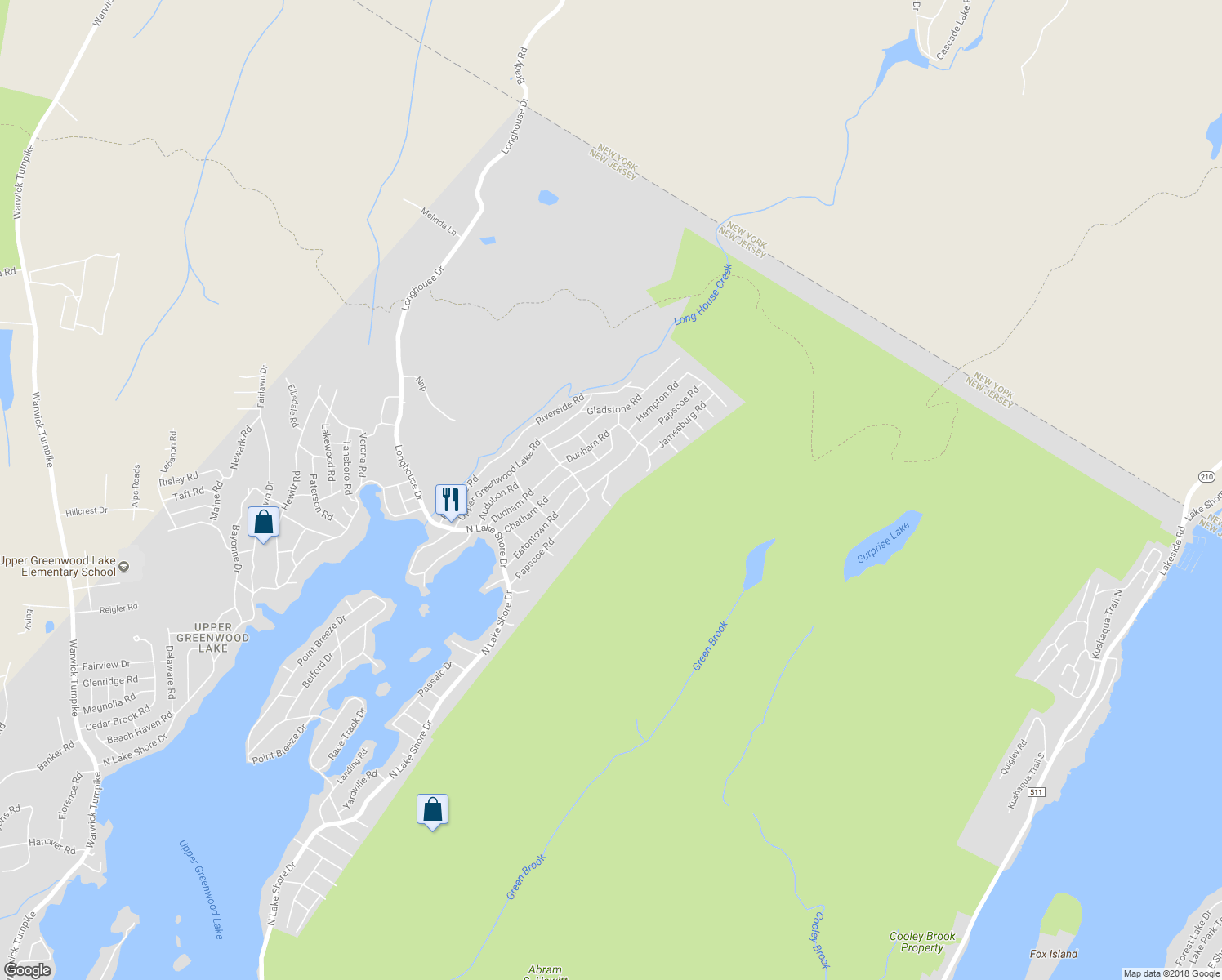 map of restaurants, bars, coffee shops, grocery stores, and more near 11 Linwood Road in West Milford