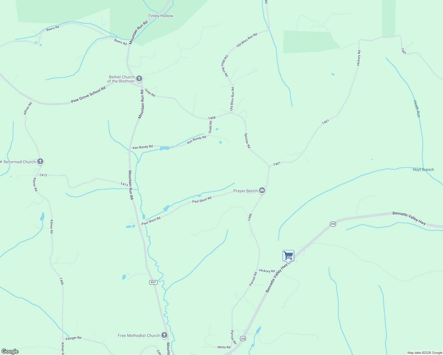map of restaurants, bars, coffee shops, grocery stores, and more near 667 Paul Short Road in DuBois
