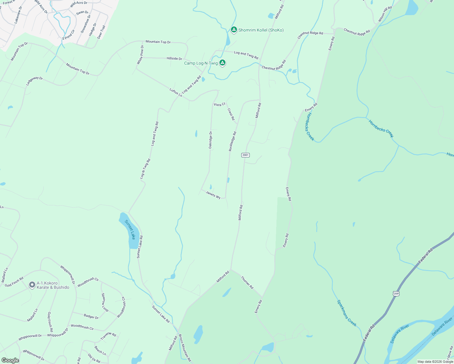 map of restaurants, bars, coffee shops, grocery stores, and more near Rockledge Road in Dingmans Ferry