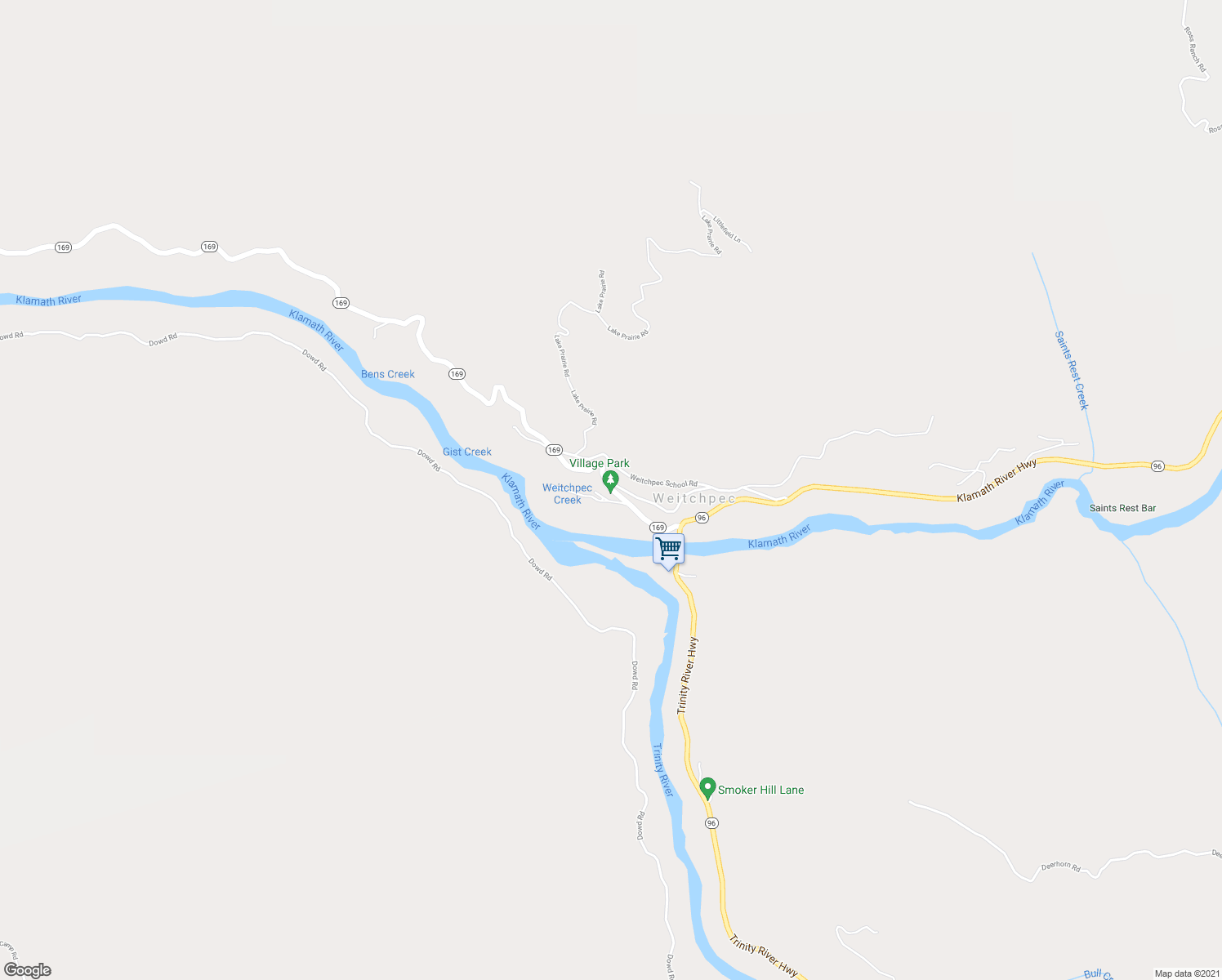 map of restaurants, bars, coffee shops, grocery stores, and more near in Weitchpec