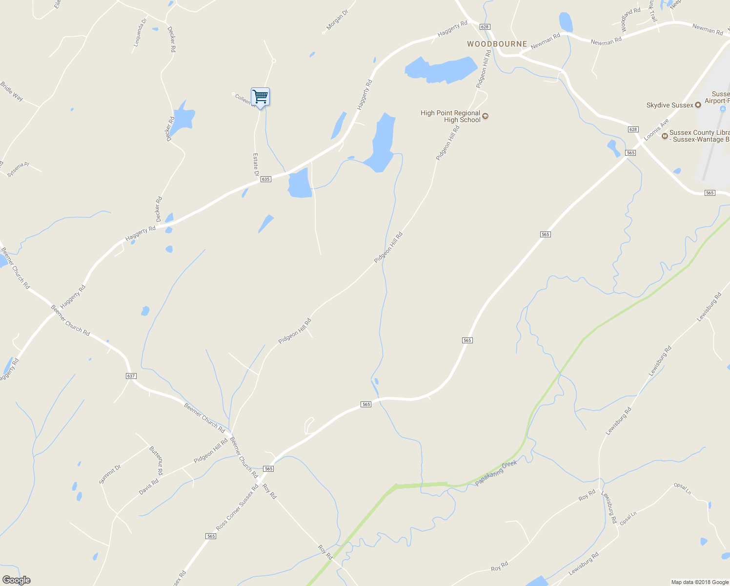 map of restaurants, bars, coffee shops, grocery stores, and more near 55 Pidgeon Hill Road in Wantage