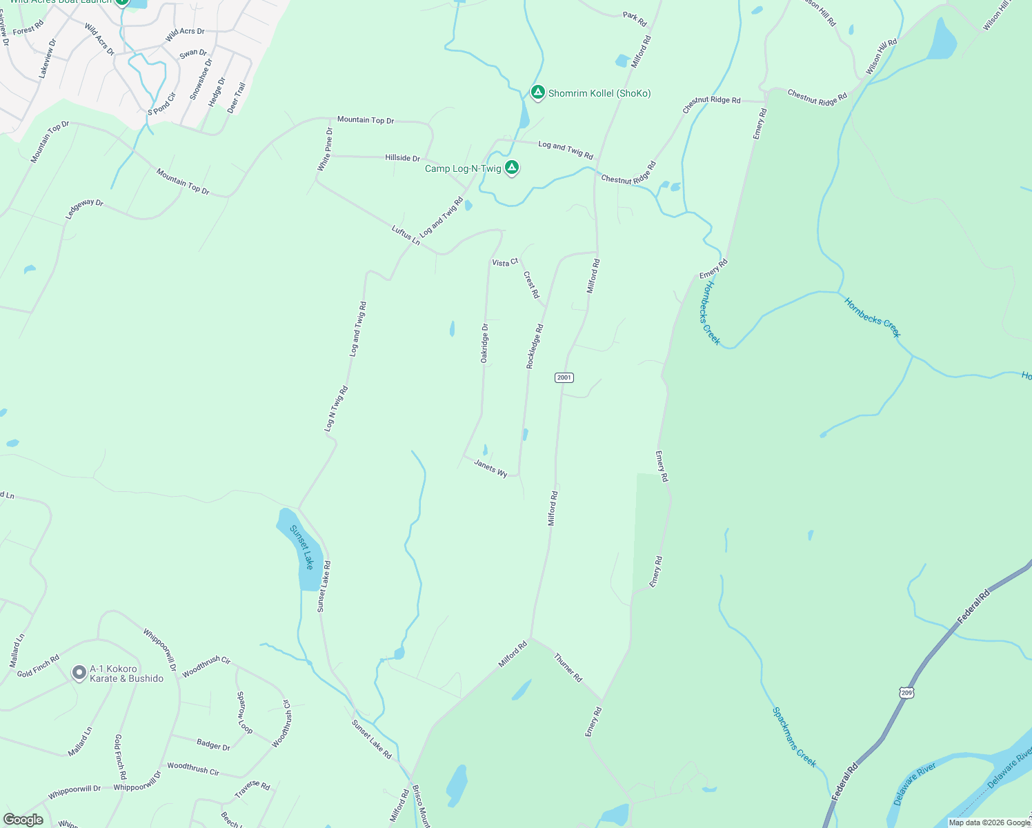 map of restaurants, bars, coffee shops, grocery stores, and more near Rockledge Road in Dingmans Ferry