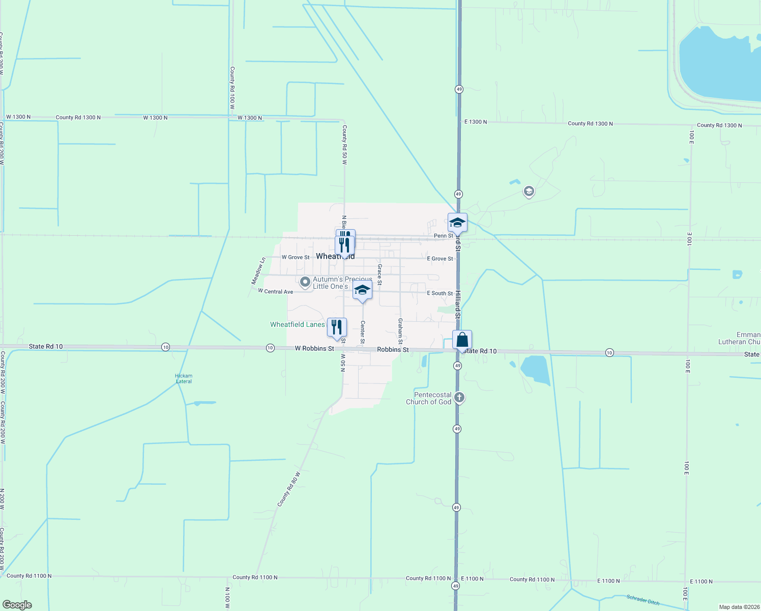 map of restaurants, bars, coffee shops, grocery stores, and more near 276 Jackson St in Wheatfield