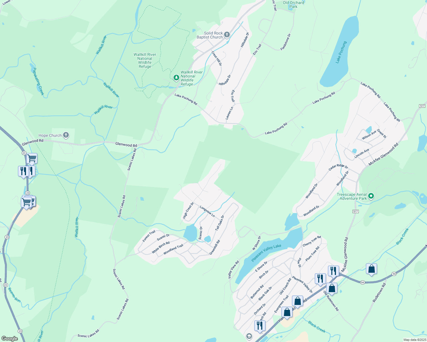 map of restaurants, bars, coffee shops, grocery stores, and more near 47 High Crest Drive in Hamburg