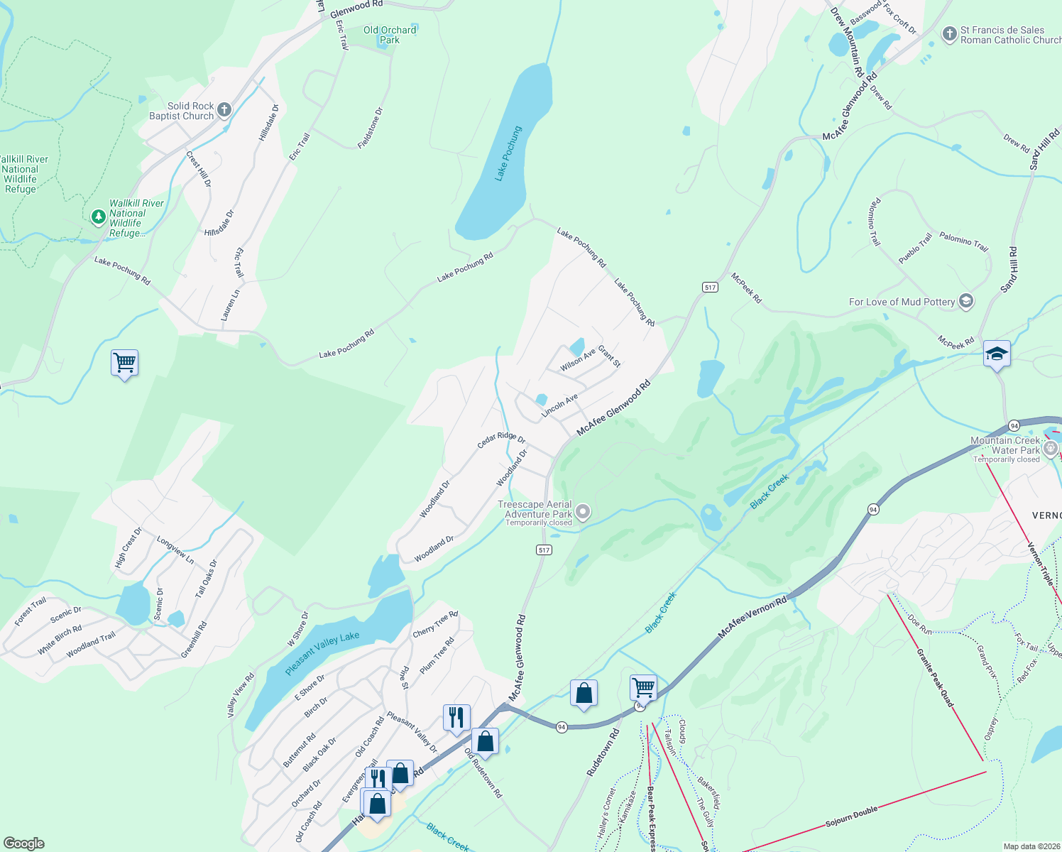 map of restaurants, bars, coffee shops, grocery stores, and more near 14 Lincoln Avenue in Vernon Township