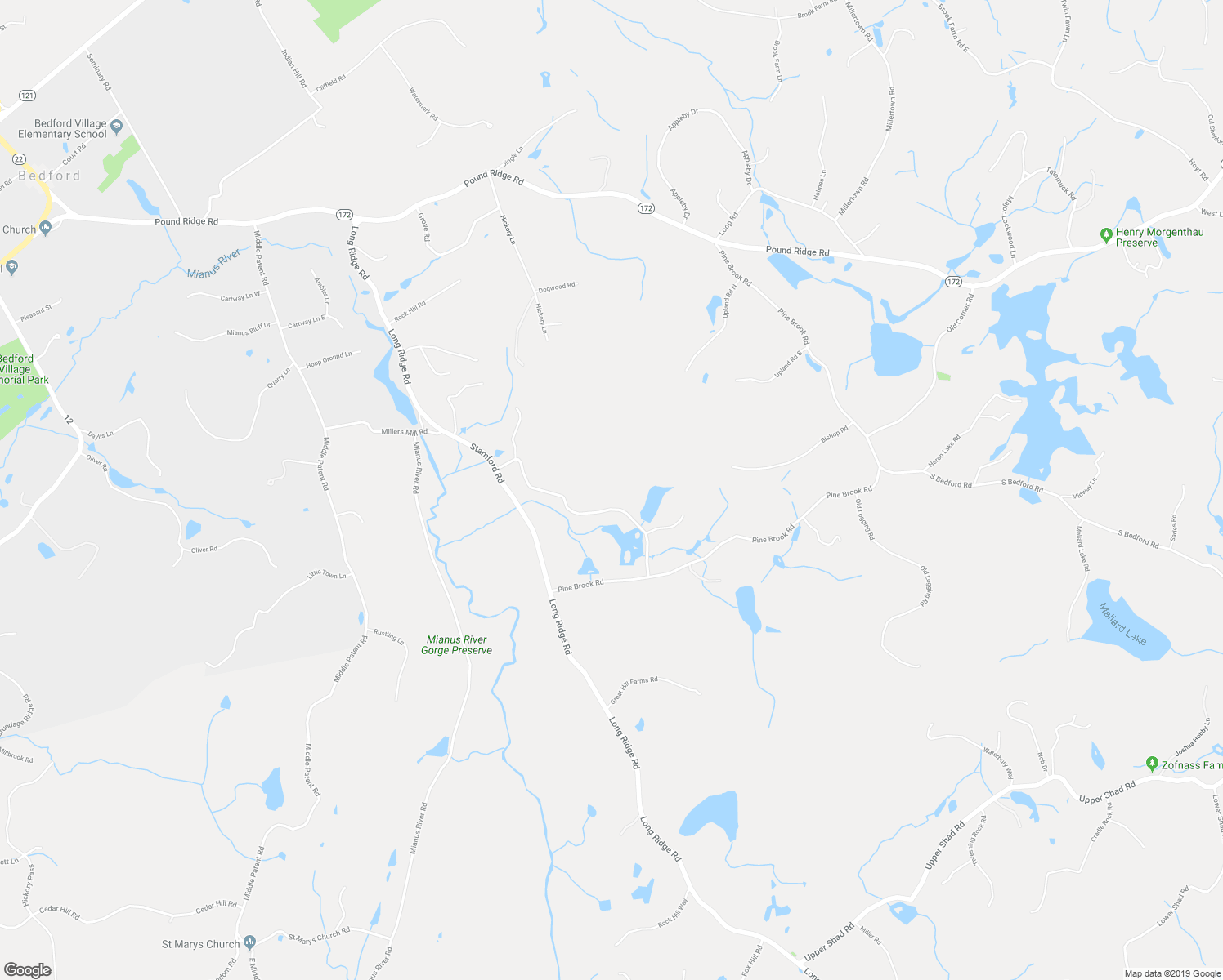 map of restaurants, bars, coffee shops, grocery stores, and more near 84 Twin Lakes Road in Bedford