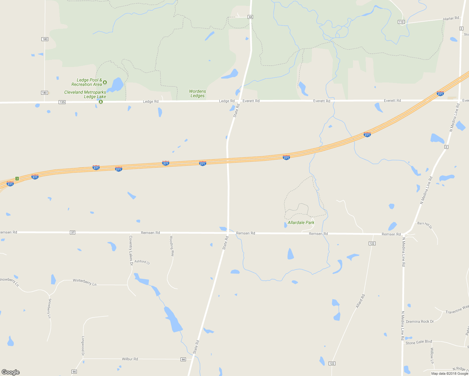 map of restaurants, bars, coffee shops, grocery stores, and more near 3051 State Road in Medina