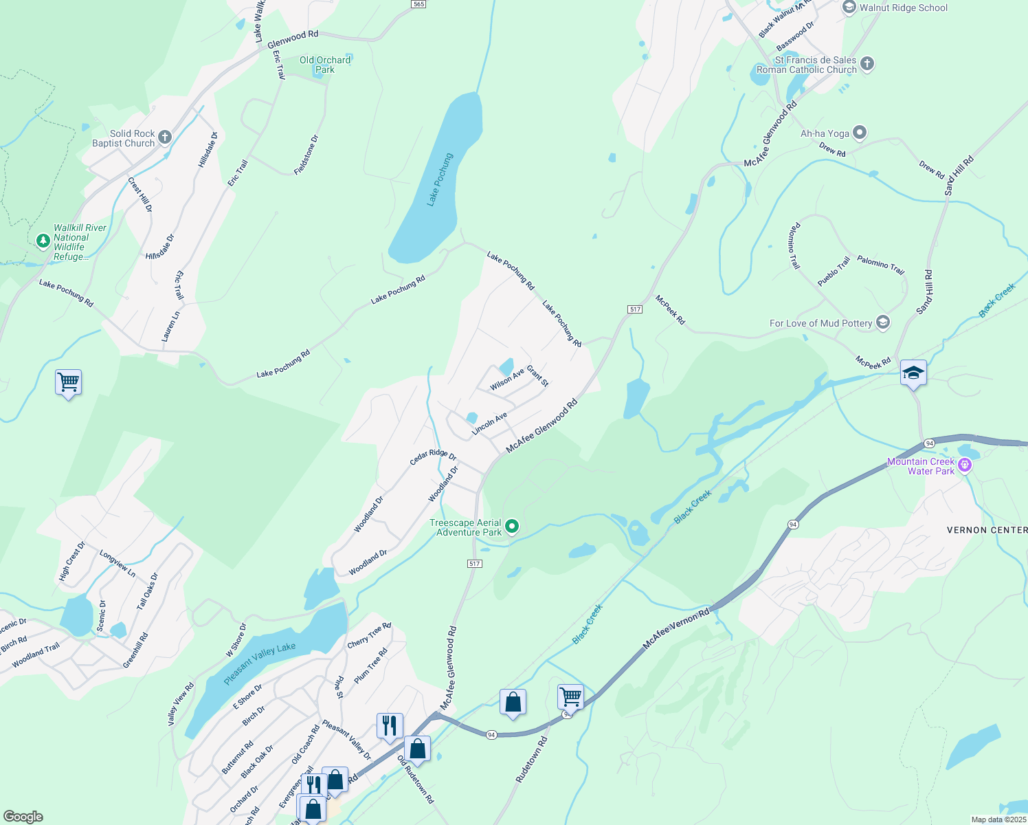 map of restaurants, bars, coffee shops, grocery stores, and more near 32 Lincoln Avenue in Vernon Township