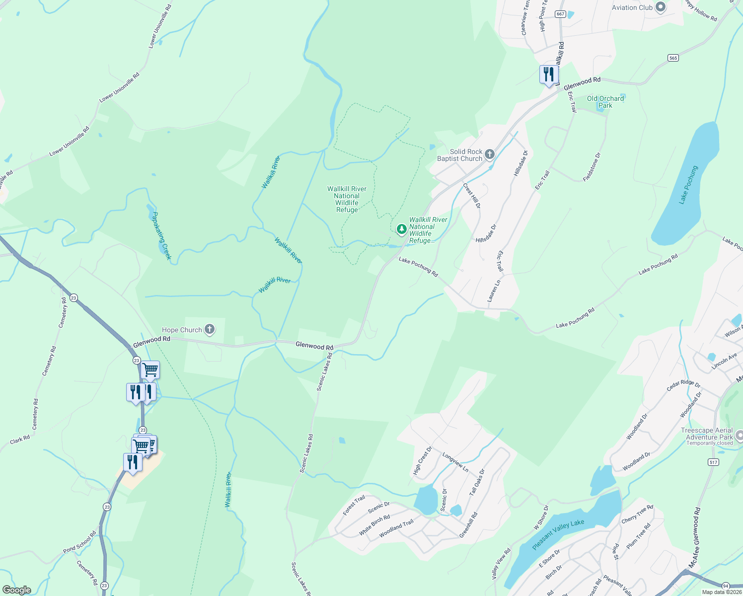 map of restaurants, bars, coffee shops, grocery stores, and more near 1526 County Road 565 in Sussex