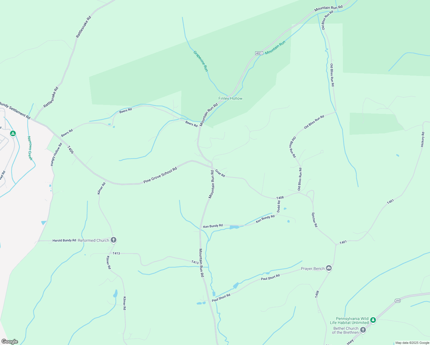 map of restaurants, bars, coffee shops, grocery stores, and more near 2198 Mountain Run Road in DuBois