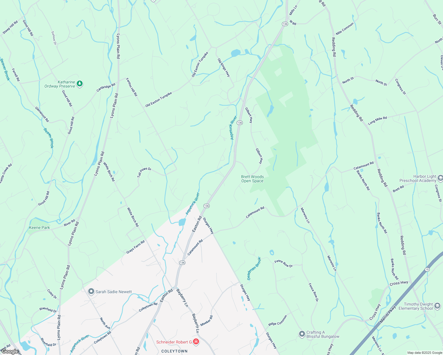 map of restaurants, bars, coffee shops, grocery stores, and more near 305 Westport Turnpike in Fairfield