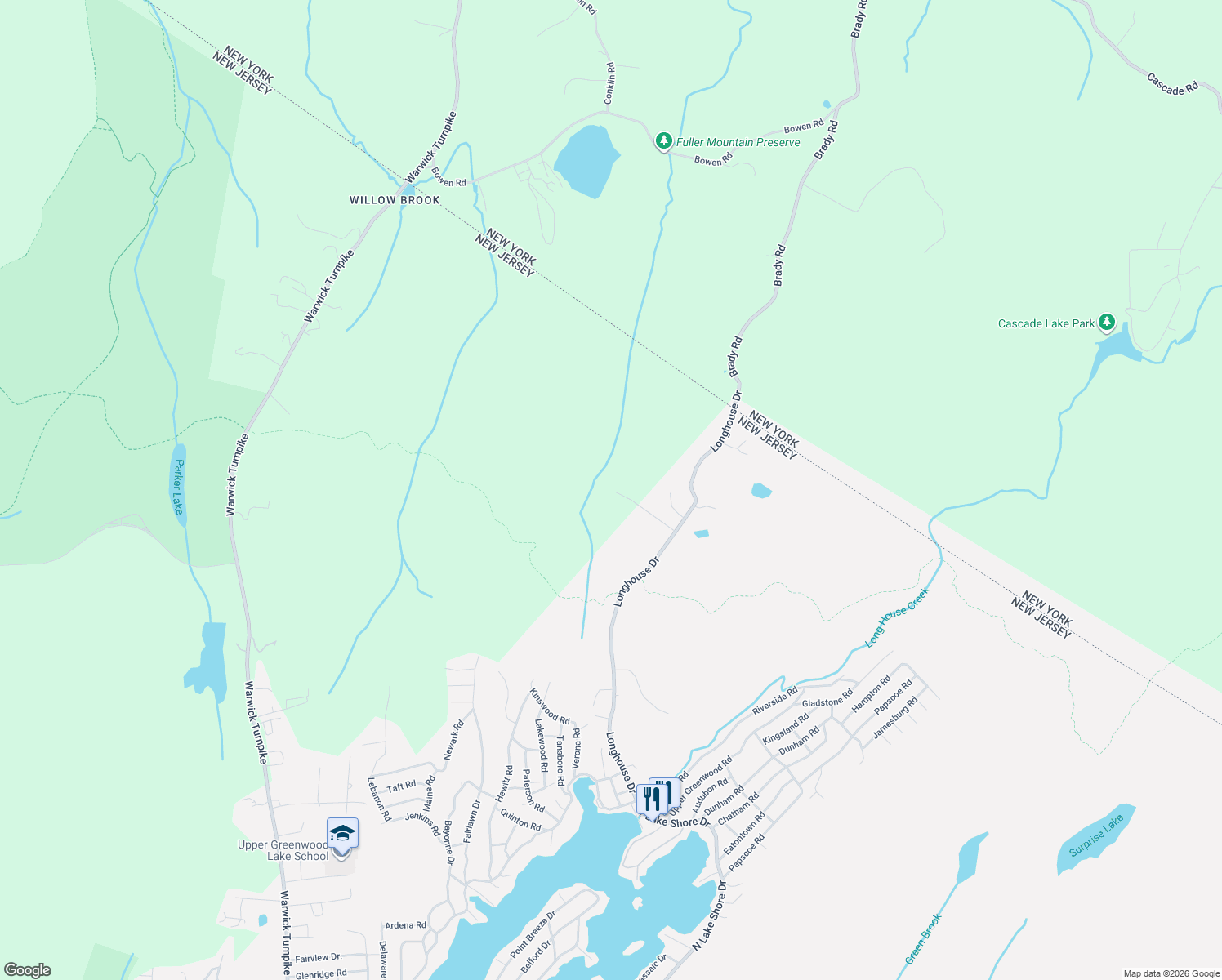 map of restaurants, bars, coffee shops, grocery stores, and more near 46 Melinda Lane in Vernon Township