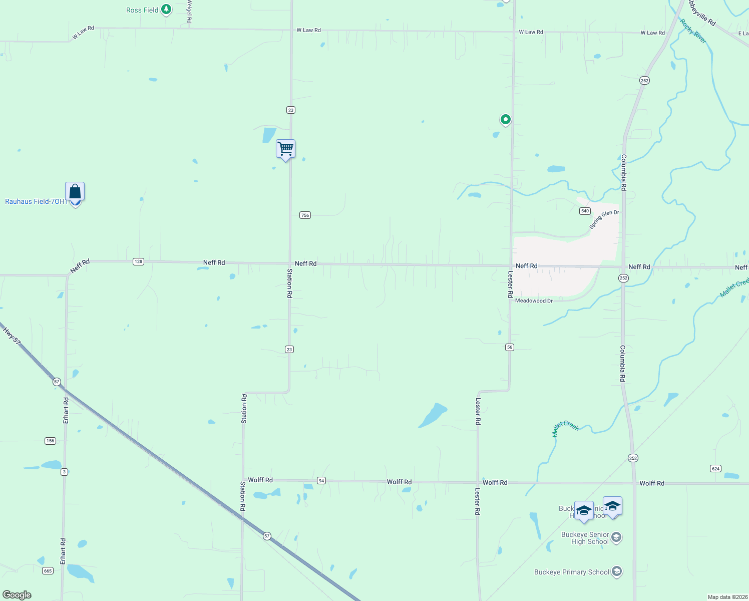 map of restaurants, bars, coffee shops, grocery stores, and more near 7184 Neff Road in Valley City
