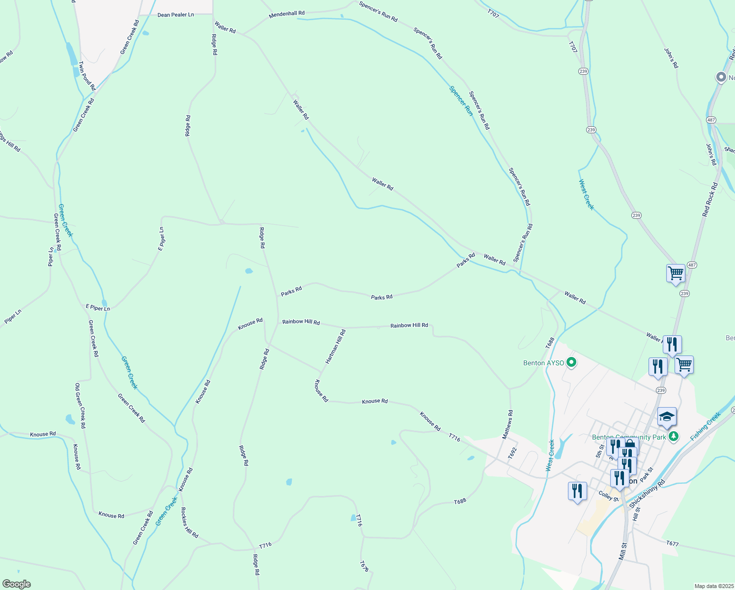 map of restaurants, bars, coffee shops, grocery stores, and more near Parks Road in Columbia County