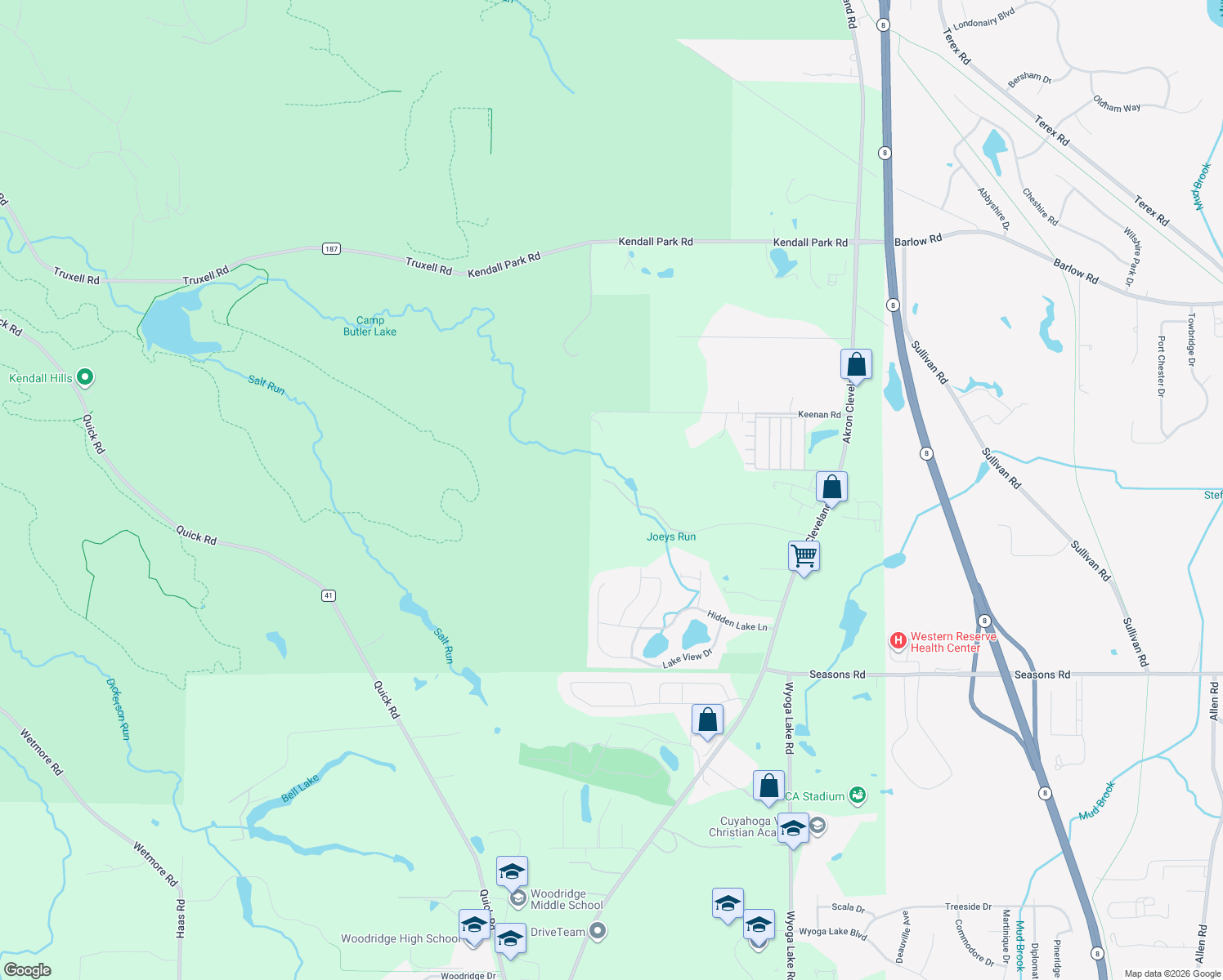 map of restaurants, bars, coffee shops, grocery stores, and more near 324 Geoppert Road in Peninsula