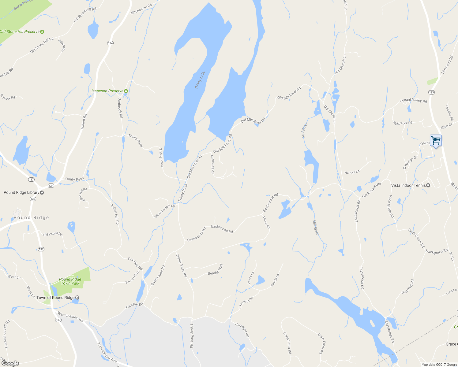 map of restaurants, bars, coffee shops, grocery stores, and more near 33 Austin Hill Road in Pound Ridge