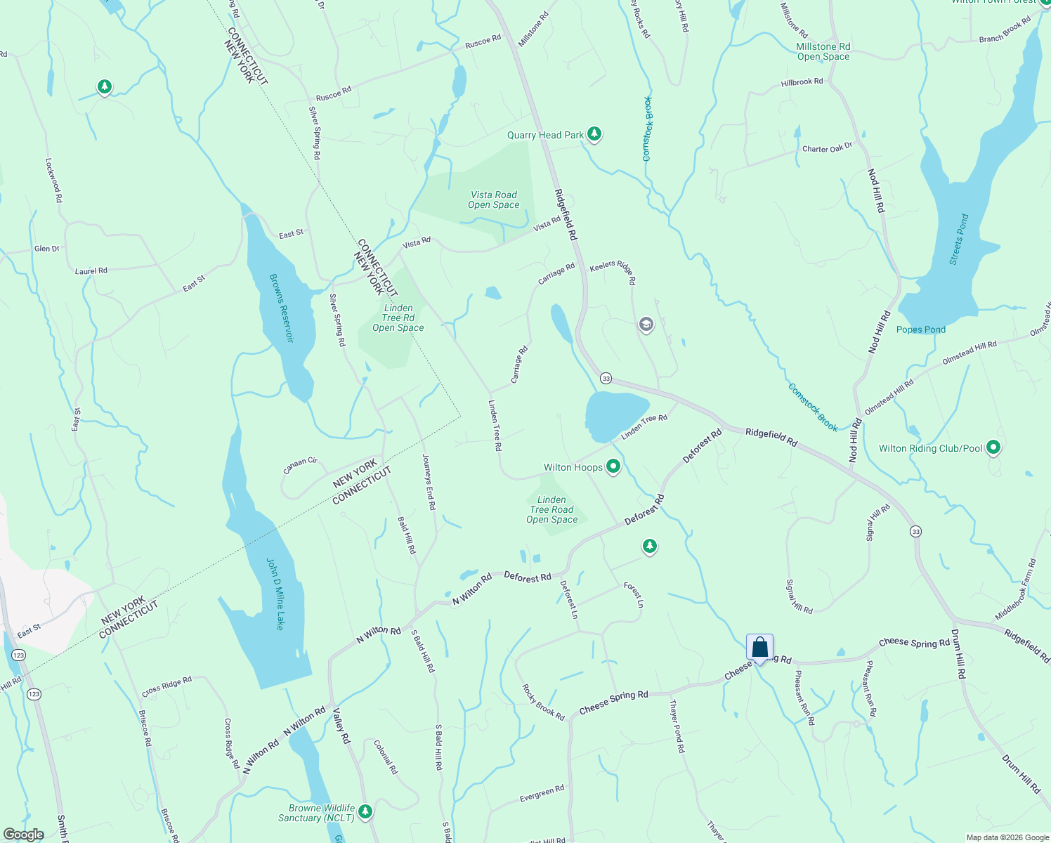 map of restaurants, bars, coffee shops, grocery stores, and more near 162 Linden Tree Road in Wilton