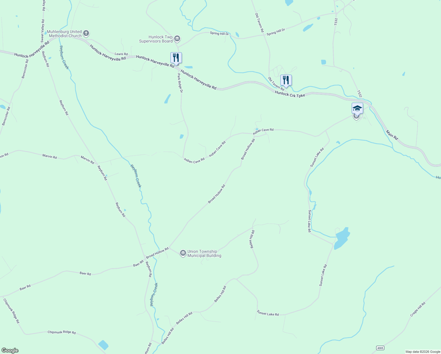 map of restaurants, bars, coffee shops, grocery stores, and more near 73 Ridge Road in Shickshinny