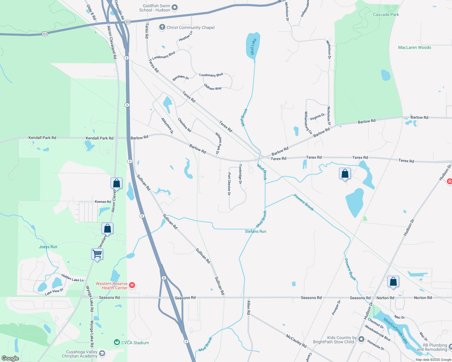 map of restaurants, bars, coffee shops, grocery stores, and more near 5456 Port Chester Drive in Hudson